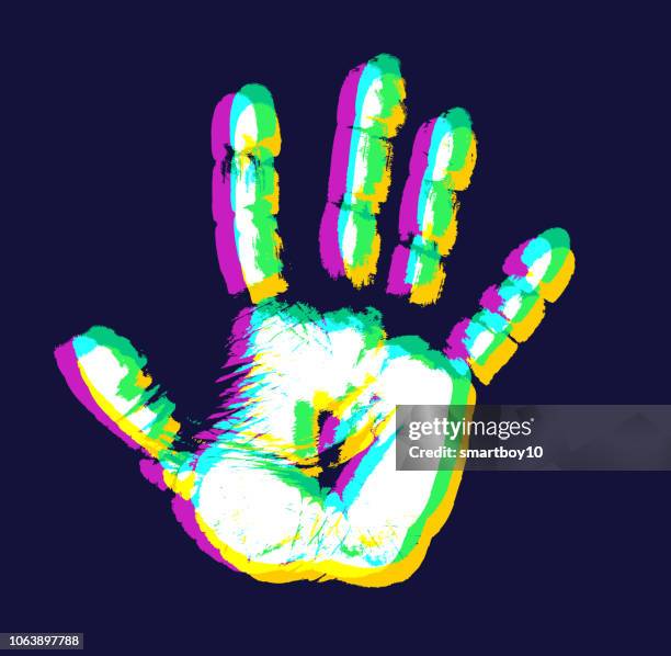 hand prints with multiple exposure - handprint vector stock illustrations