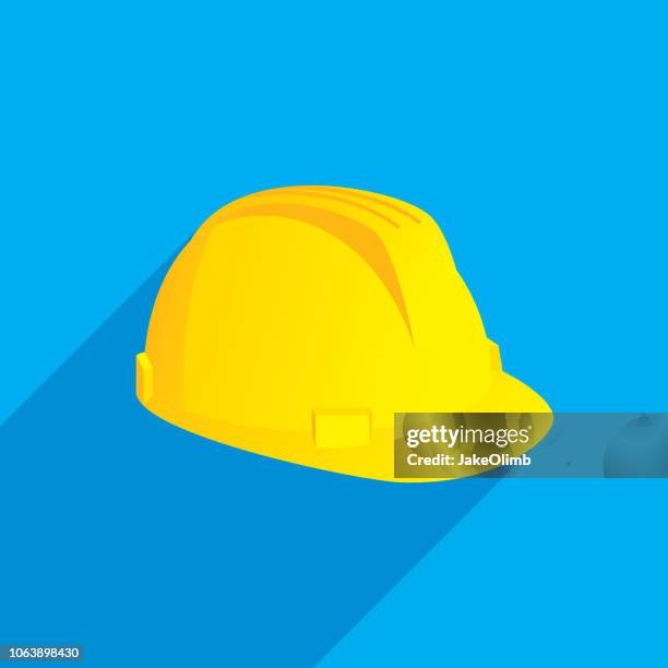ilustraciones, imágenes clip art, dibujos animados e iconos de stock de icono de casco plano - casco de trabajo