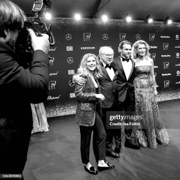 Hubert Burda and his wife Maria Furtwaengler-Burda with son Jacob and daugther Elisabeth attend the 70th Bambi Awards at Stage Theater on November...