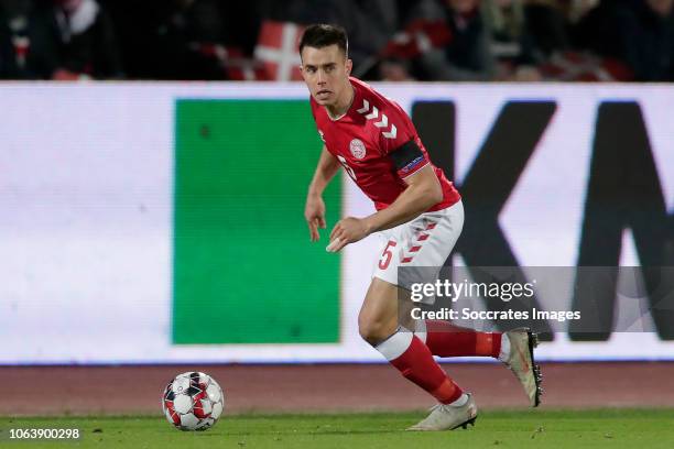 Jonas Knudsen of Denmark during the UEFA Nations league match between Denmark v Republic of Ireland at the Ceres Park on November 19, 2018 in Aarhus