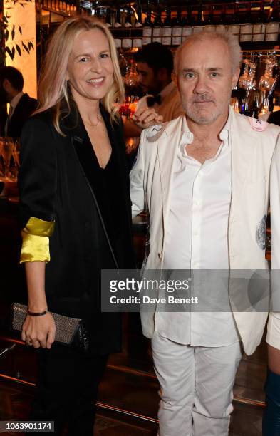 Alannah Weston and Damien Hirst attend the launch of new restaurant Brasserie Of Light at Selfridges on November 20, 2018 in London, England.