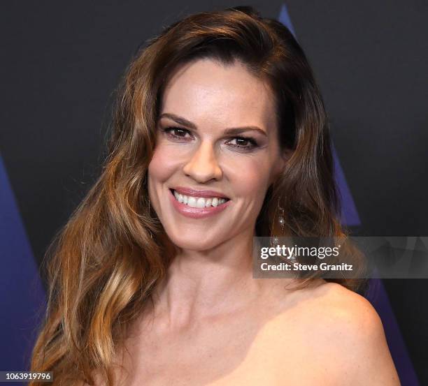 Hilary Swank arrives at the Academy Of Motion Picture Arts And Sciences' 10th Annual Governors Awards at The Ray Dolby Ballroom at Hollywood &...