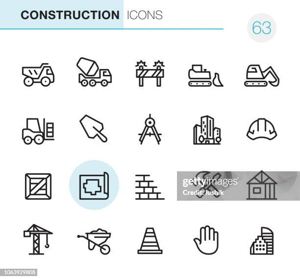 bau - pixel perfect icons - betonmischer stock-grafiken, -clipart, -cartoons und -symbole