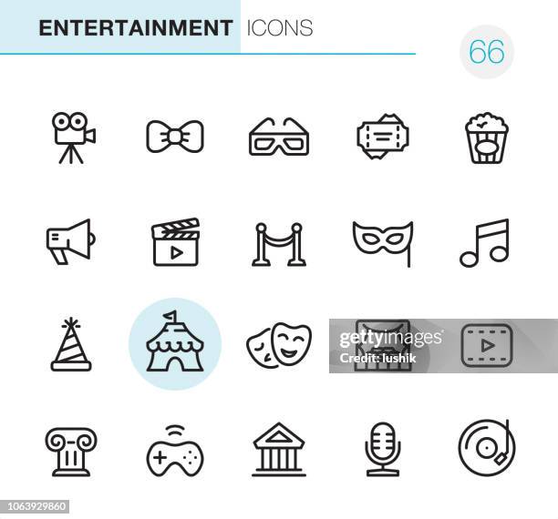 entertainment - pixel perfect icons - headwear stock illustrations