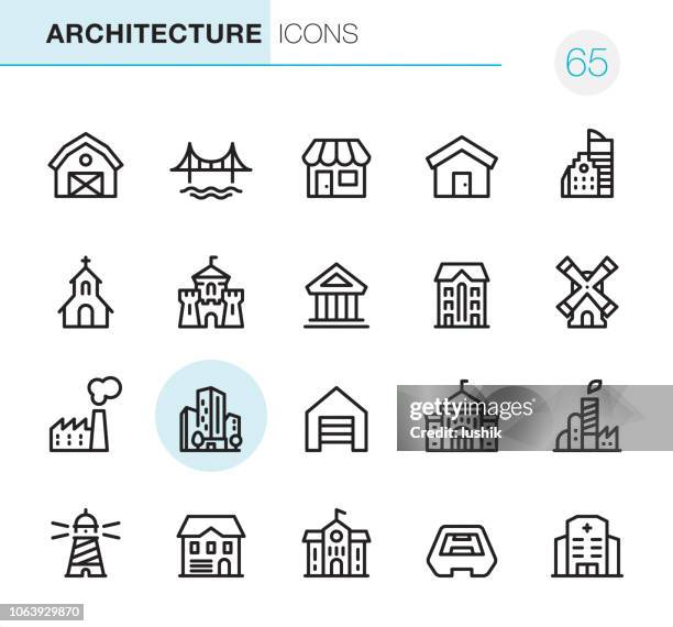 stockillustraties, clipart, cartoons en iconen met architectuur - pixel perfect iconen - suburbs