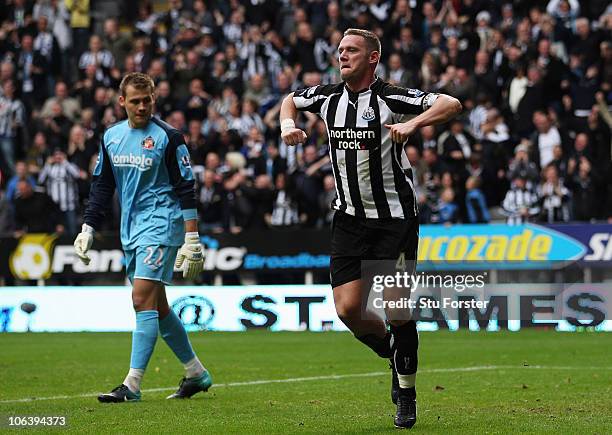 Newcastle player Kevin Nolan celebrates his first goal during the Barclays Premier League match between Newcastle United and Sunderland at St James'...