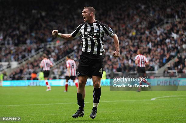 Newcastle player Kevin Nolan celebrates his first goal during the Barclays Premier League match between Newcastle United and Sunderland at St James'...