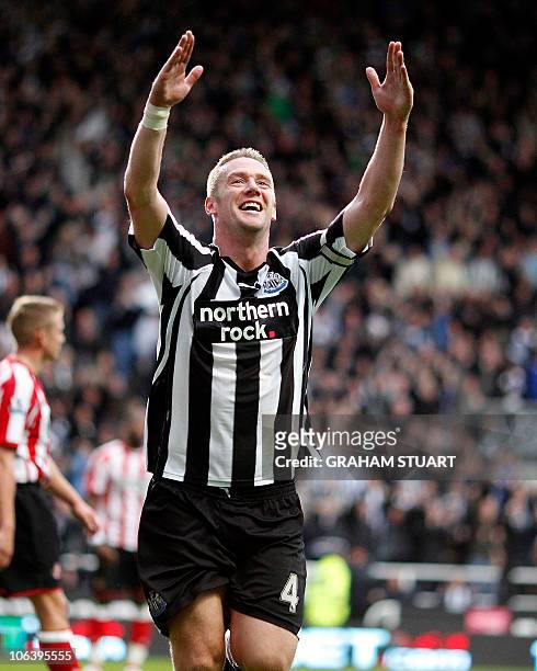 Newcastle United's Kevin Nolan celebrates scoring his 3rd goal against Sunderland during an English FA Premier League football match at St James'...