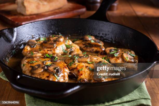 chicken marsala - cast iron stock pictures, royalty-free photos & images