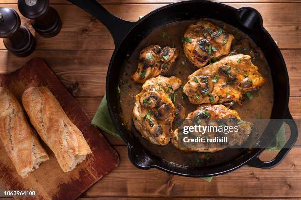 chicken marsala - chicken marsala overhead stock pictures, royalty-free photos & images