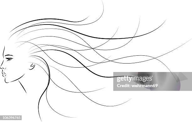 long hair - fashion model vector stock illustrations