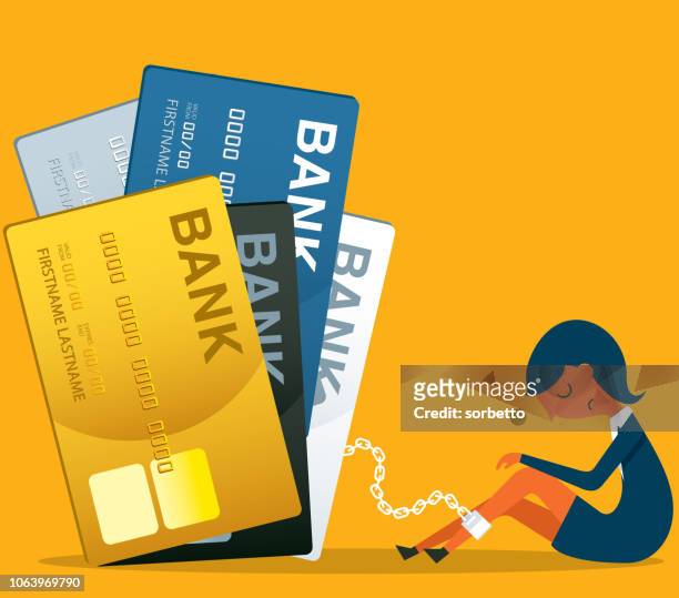 prisoner - credit card - businesswoman - economic freedom stock illustrations