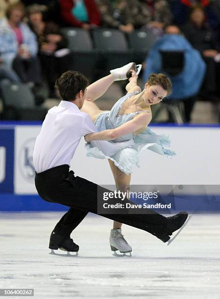 Alexandra Paul and Mitchell Islam of Canada skate in Ice Dance Free Dance during 2010 Skate Canada International at the K-Rock Centre October 31,...