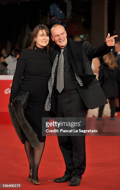 Actor Edgar Selge and Franziska Walser attend "The Poll Diaries" premiere during The 5th International Rome Film Festival at Auditorium Parco Della...