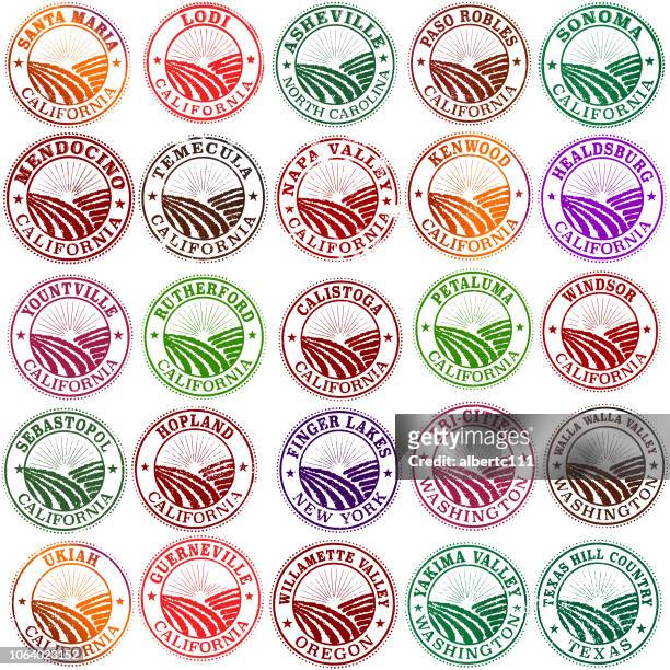 american wine country stamps - wine maker stock illustrations
