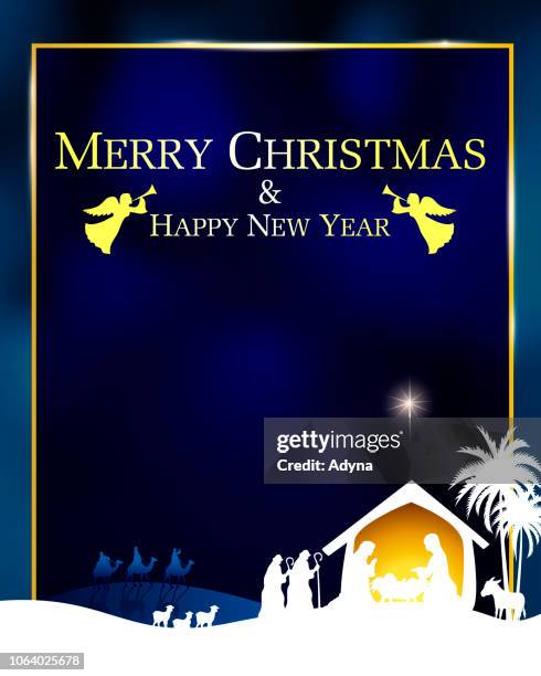 nativity silhouette - riding camel stock illustrations