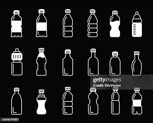 bottle icon set - plastic container stock illustrations