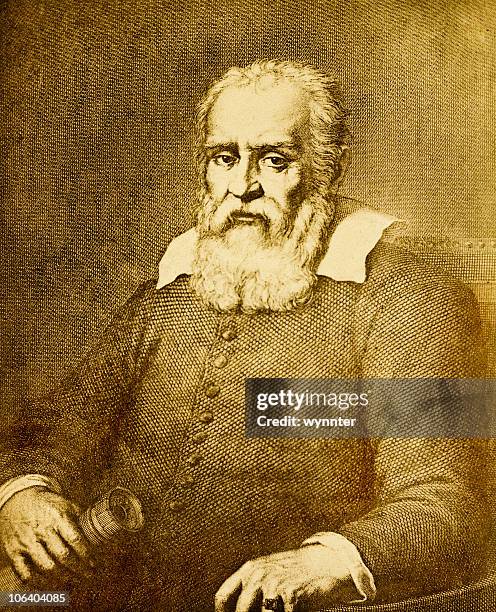 antique portrait of galileo galilei - one mature man only stock illustrations