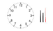 Blank clock face mock up with hour, minute and second hands