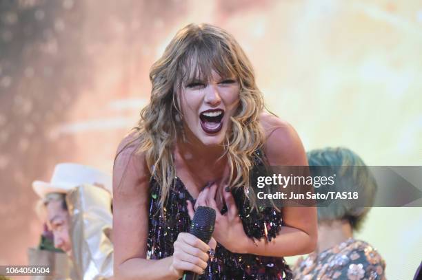 Taylor Swift performs at Taylor Swift reputation Stadium Tour in Japan presented by Fujifilm instax at Tokyo Dome on November 21, 2018 in Tokyo,...