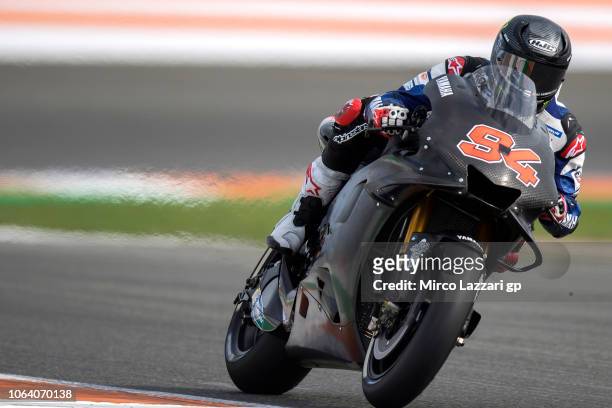 Jonas Folger of Germany and Yamaha Test Team heads down a straight during the MotoGP Tests In Valencia at Ricardo Tormo Circuit on November 21, 2018...