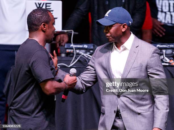 Sean "Diddy" Combs brings on stage Florida Democratic Gubernatorial Candidate for Governor and Mayor of Tallahassee Andrew Gillum during the "Bring...