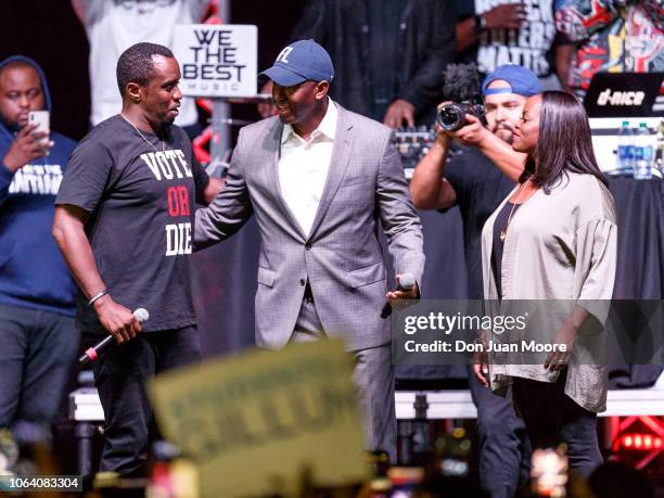 Sean "Diddy" Combs brings on stage Florida Democratic Gubernatorial Candidate for Governor and Mayor of Tallahassee Andrew Gillum and his wife, R....