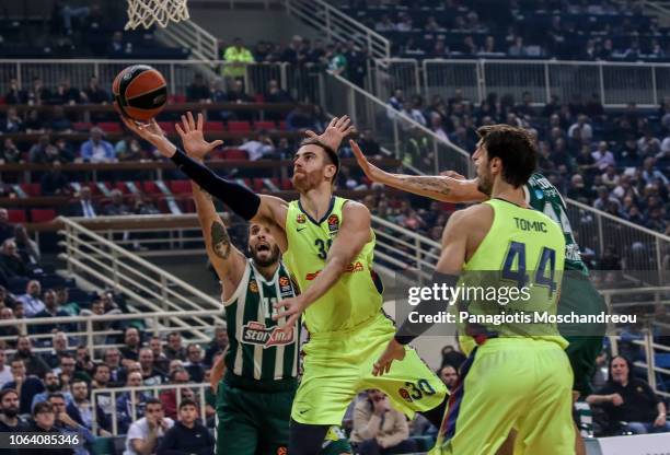 Victor Claver, #30 of FC Barcelona Lassa in action during the 2018/2019 Turkish Airlines EuroLeague Regular Season Round 8 game between Panathinaikos...