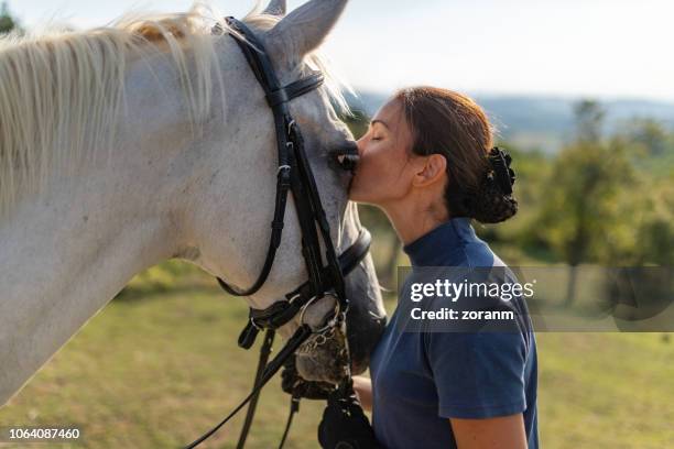 equestrian with her horse - racehorse owner stock pictures, royalty-free photos & images