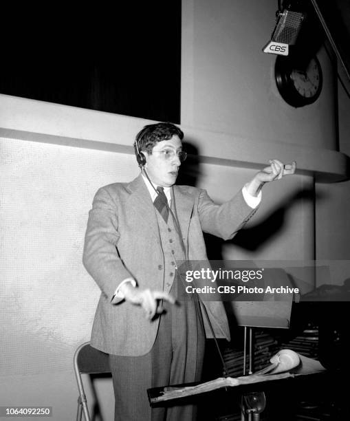 Suspense, a CBS Radio crime drama series. The broadcast presentation of The Pit and The Pendulum. January 12, 1943. New York, NY. Pictured is Bernard...