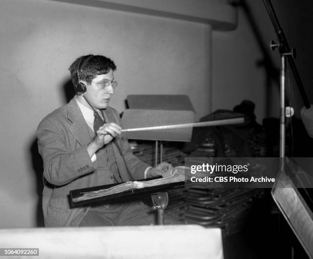 Suspense, a CBS Radio crime drama series. The broadcast presentation of The Pit and The Pendulum. January 12, 1943. New York, NY. Pictured is Bernard...