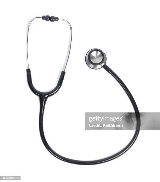 single medical stethoscope on white background - stetoskop bildbanksfoton och bilder