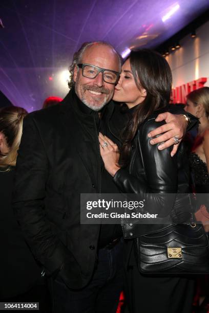 Peter Olsson and his fiance Diana Buergin during the Bunte New Faces Award Style 2018 ceremony at Spindler & Klatt on November 15, 2018 in Berlin,...