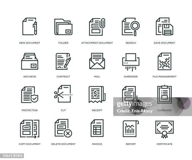 bildbanksillustrationer, clip art samt tecknat material och ikoner med dokumentikoner - line serien - copy writing