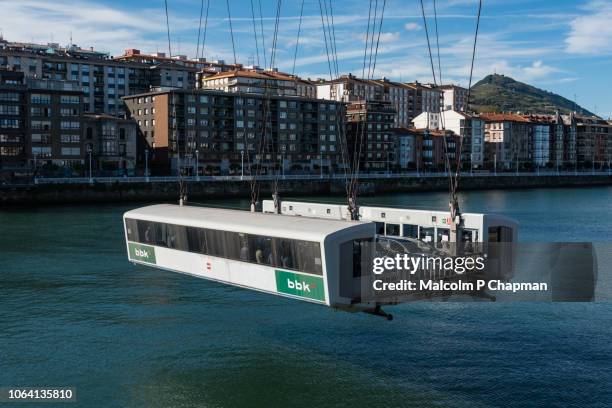 bizkaia bridge, puente colgante, transporter bridge, bilbao, spain - provinz biscaya stock-fotos und bilder