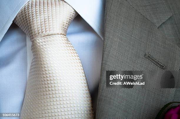 white silk tie with grey jacket lapel - lapel 個照片及圖片檔
