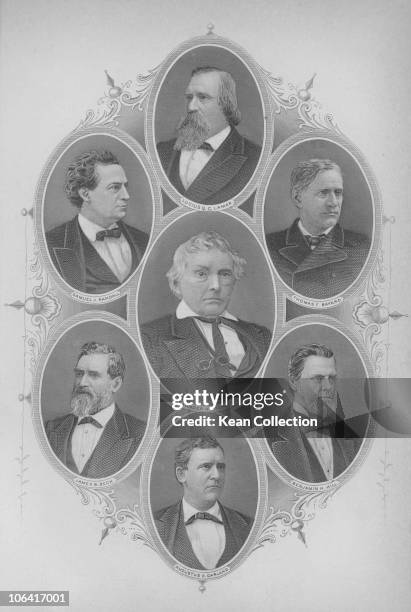 American congressmen circa 1880. Clockwise from top Lucius Quintus Cincinnatus Lamar , Thomas Francis Bayard , Benjamin Harvey Hill , Augustus Hill...