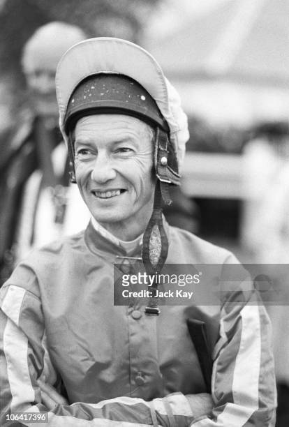 British jockey Lester Piggott at Warwick racecourse in England on May 19, 1985.