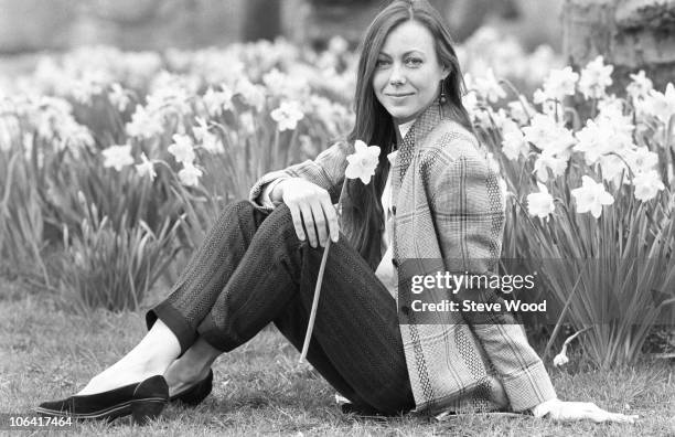 British actress Jenny Agutter poses with some daffodils on April 10, 1984.