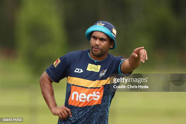Tyrone Peachey looks on during a Gold Coast Titans NRL training session on November 22, 2018 in Gold Coast, Australia.