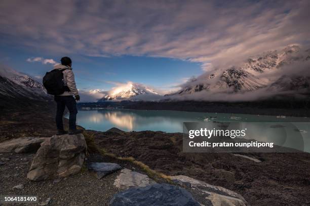 tasman glacier track - south island new zealand stock pictures, royalty-free photos & images