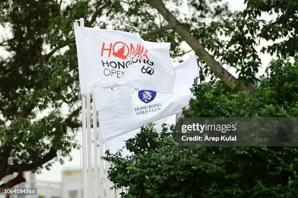 General shots of Honma Hong Kong Open 2018 flags during day 1 of the Honma Hong Kong Open at The Hong Kong Golf Club on November 22, 2018 in Hong...