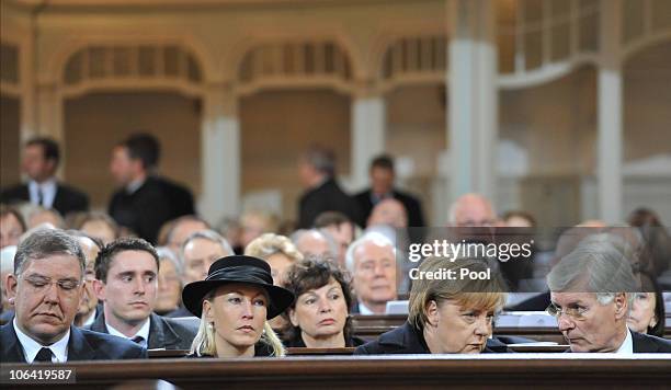 German Chancellor Angela Merkel , Hamburgs mayor Christioh Ahlhaus with his wife Simone and former mayor of Hamburg Henning Voscherau attend the...