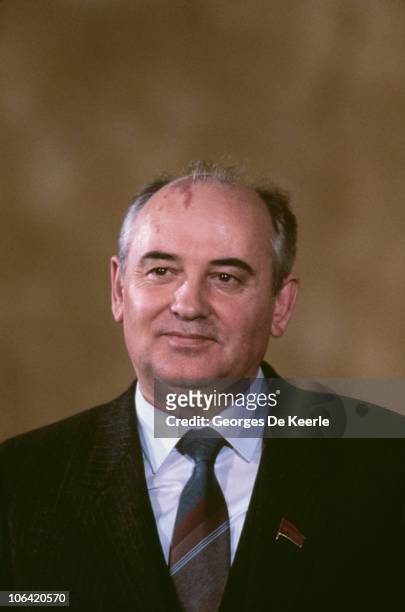 Russian politician Mikhail Gorbachev, a member of the Politburo, in London for a week-long official visit, December 1984.
