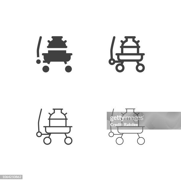 milk tank on wagon icons - multi series - milk truck stock illustrations
