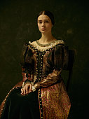 Portrait of a girl wearing a retro princess or countess dress