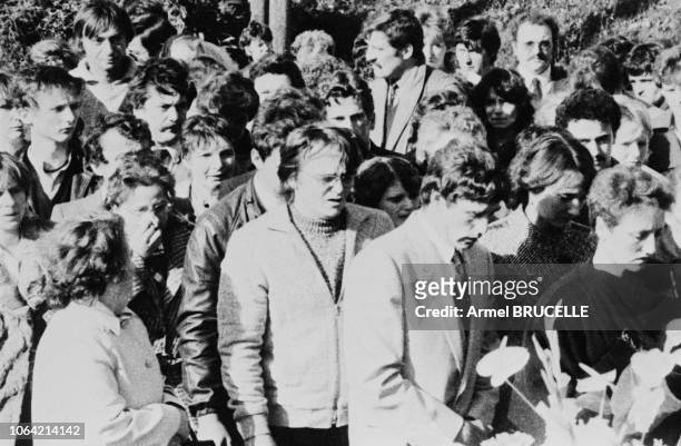 The funeral of murdered four year-old boy Grégory Villemin takes place in Lepanges Sur Vologne, Vosges, France, 19th October 1984. Bernard Laroche...