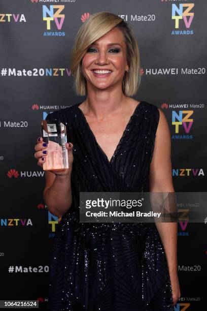 Television Personality of the Year winner TVNZ Breakfast presenter Hayley Holt at the 2018 Huawei Mate20 New Zealand Television Awards at the Civic...