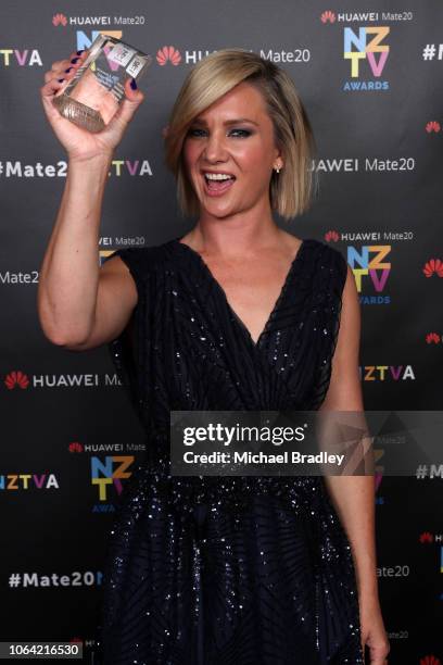 Television Personality of the Year winner TVNZ Breakfast presenter Hayley Holt at the 2018 Huawei Mate20 New Zealand Television Awards at the Civic...