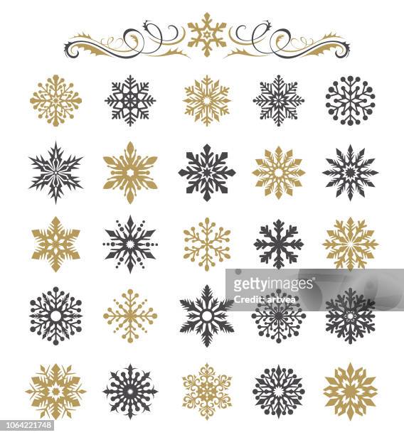 snowflakes set - ice crystal stock illustrations